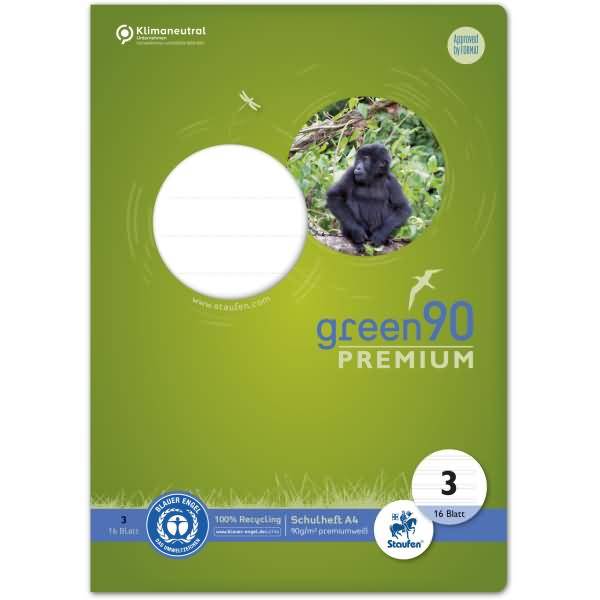 Schulheft Green A4 21 Doppellinien Lineatur 3 16 Blatt