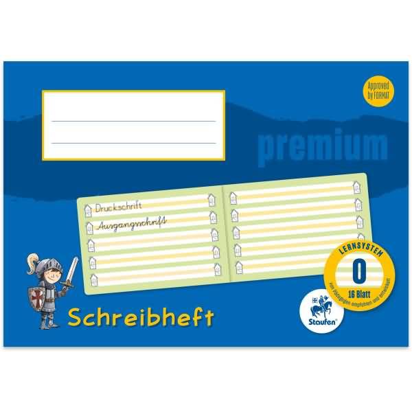 Schreibheft Premium A5 quer farbige Mittelzeile Lineatur 0 16 Blatt