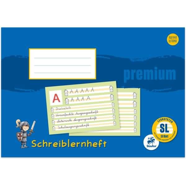 Schreiblernheft Premium A4 mit farbiger Mittelzeile Lineatur SL 16 Blatt
