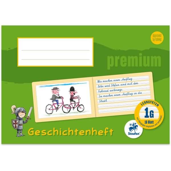 Geschichtenheft A5 blanko/liniert m.Grundl. 1G 16 Blatt