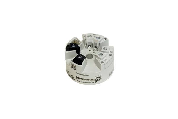 promesstec Kopfmessumformer / Eingang PT100 3-Leiter / Ausgang 4…20mA = 0°C…+50°C