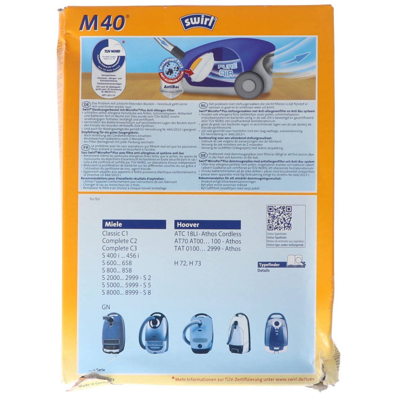 Swirl Staubsaugerbeutel M40 (M54) MicroPor Plus für Miele und Hoover Staubsauger-3