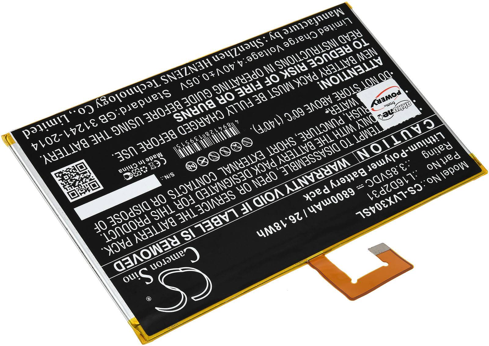 Akku für Tablet Lenovo TB-X304F-ZA2J0030SE, 3,85V, Li-Polymer-3