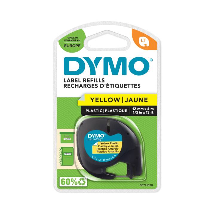 DYMO LetraTAG - Kunststoff - Schwarz auf Gelb - Rolle (1,2 cm x 4 m)-2
