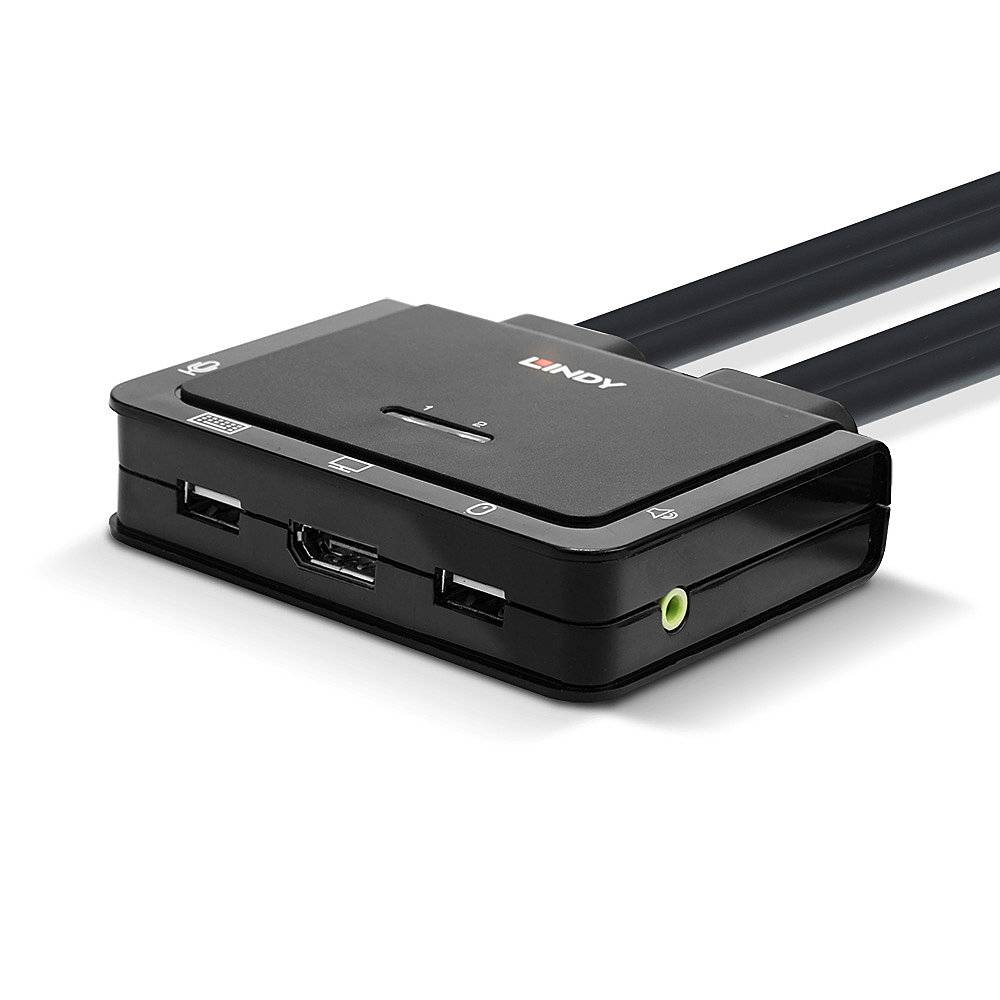 Lindy 2 Port DisplayPort 1.2, USB Type C, USB 2.0 & Audio Cable KVM Switch-3