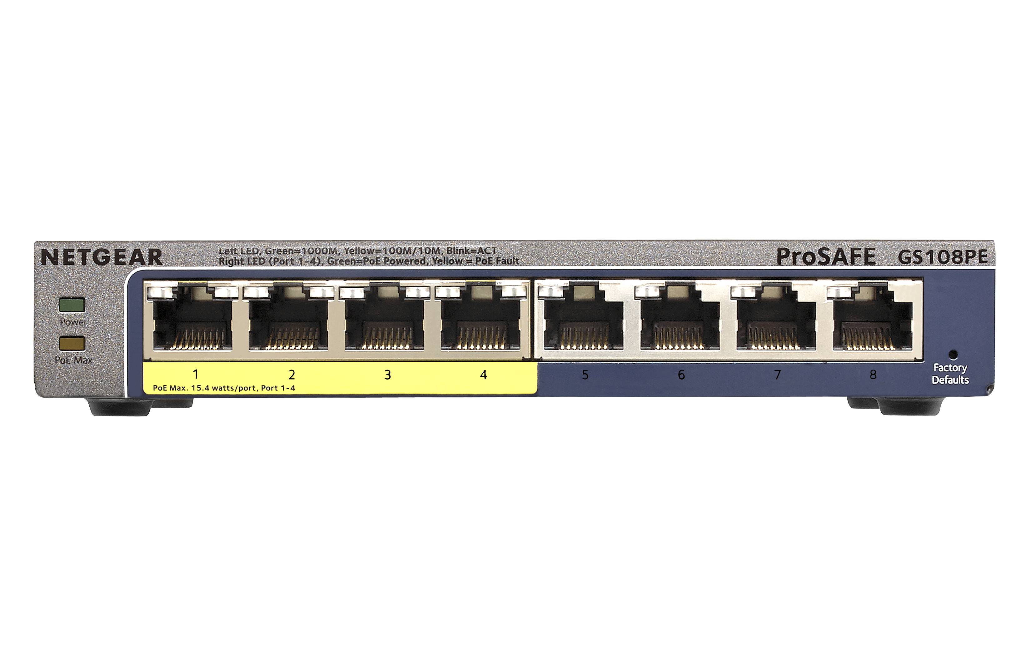 Netgear GS108PE-300EUS 8-Port Gigabit Switch mit 4 PoE Port 8-Port Gigabit Web Managed (Plus) Switch mit 4 PoE Ports 45W-2