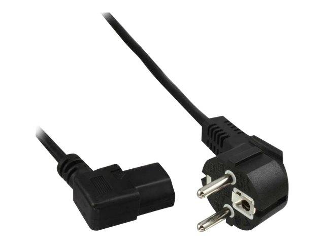 InLine® Netzkabel, Schutzk. gew. / Kaltgerätest. C13 links abgew., 5m-1