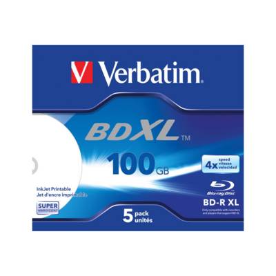 Verbatim - 5 x BD-R XL - 100 GB 4x - mit Tintenstrahldrucker bedruckbare Oberfläche - Jewel Case (Schachtel)-0