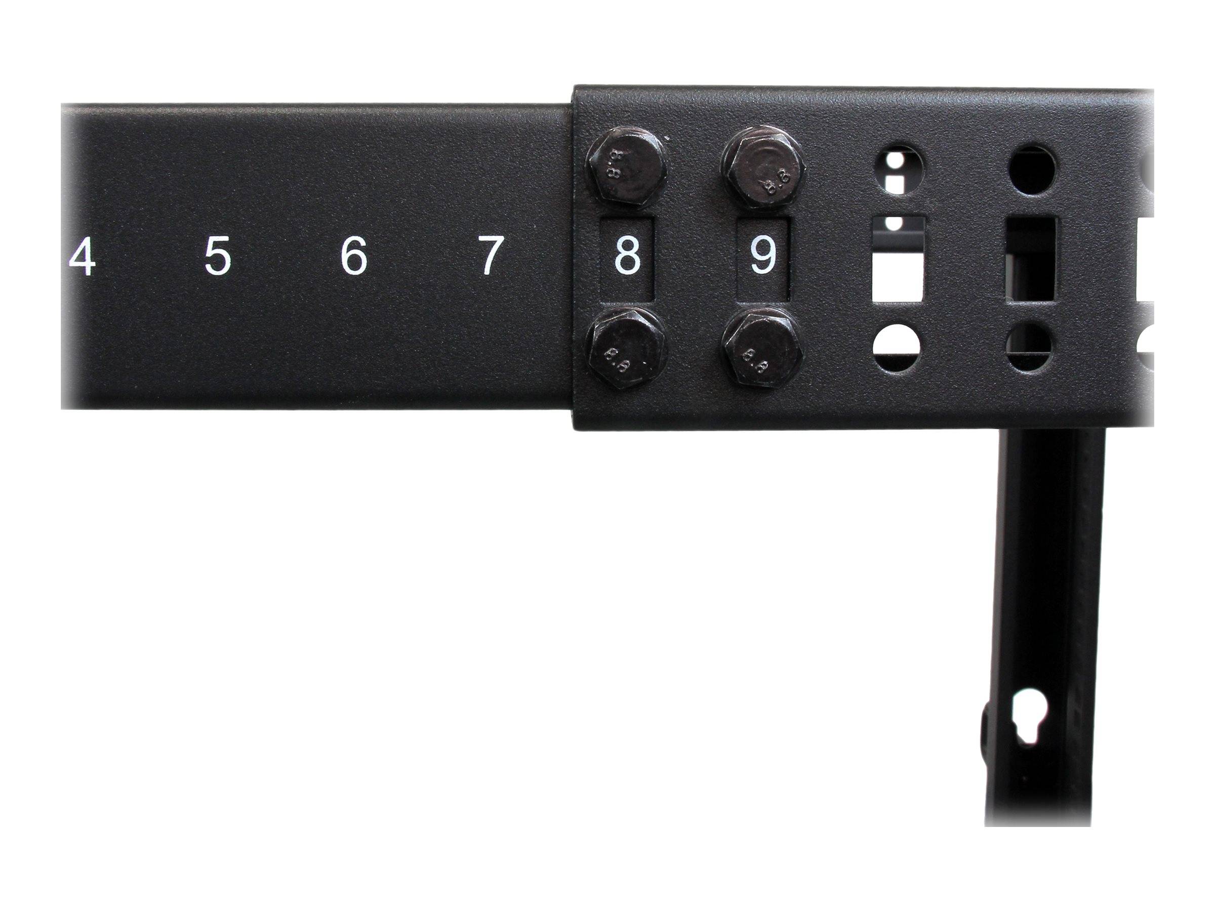 StarTech.com Open Frame Rack 25HE - 4 Pfosten Serverschrank - 58 cm - 104 cm tiefenverstellbar mit Rollen / Nivellierfüß-4