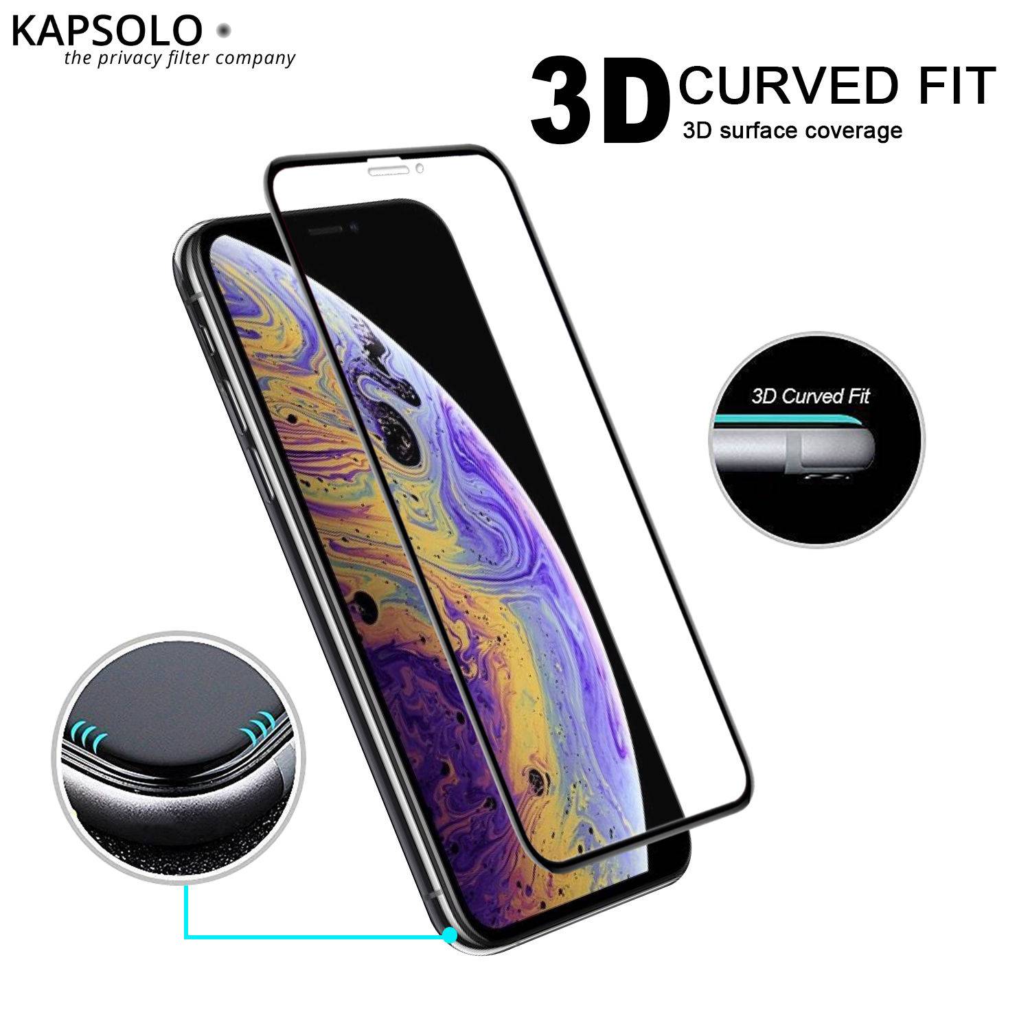 KAPSOLO Displayschutzglas Apple iPhone 12 mini vollflächiges Displayschutz - Temperglas, 3D schutzglas-0