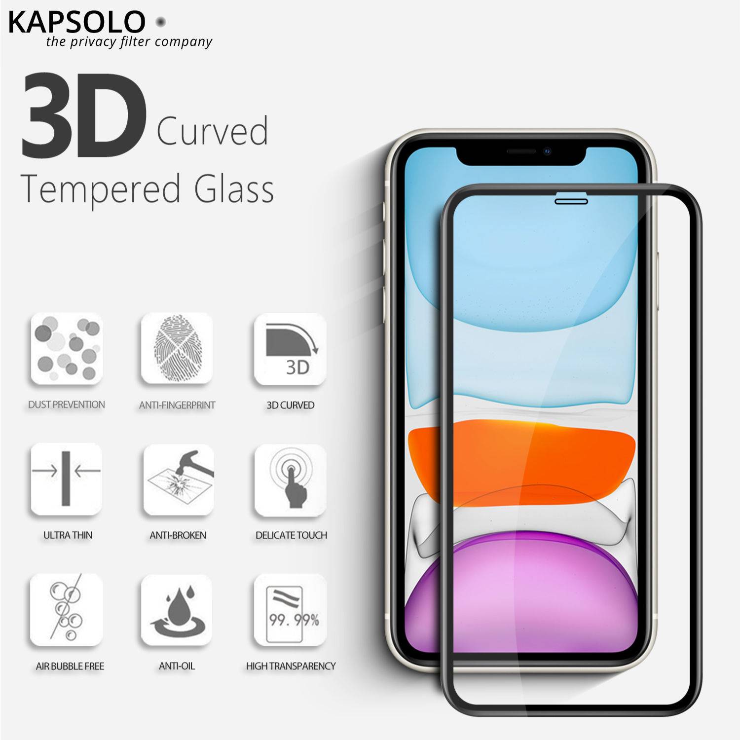 KAPSOLO Displayschutzglas Apple iPhone 12 mini vollflächiges Displayschutz - Temperglas, 3D schutzglas-3