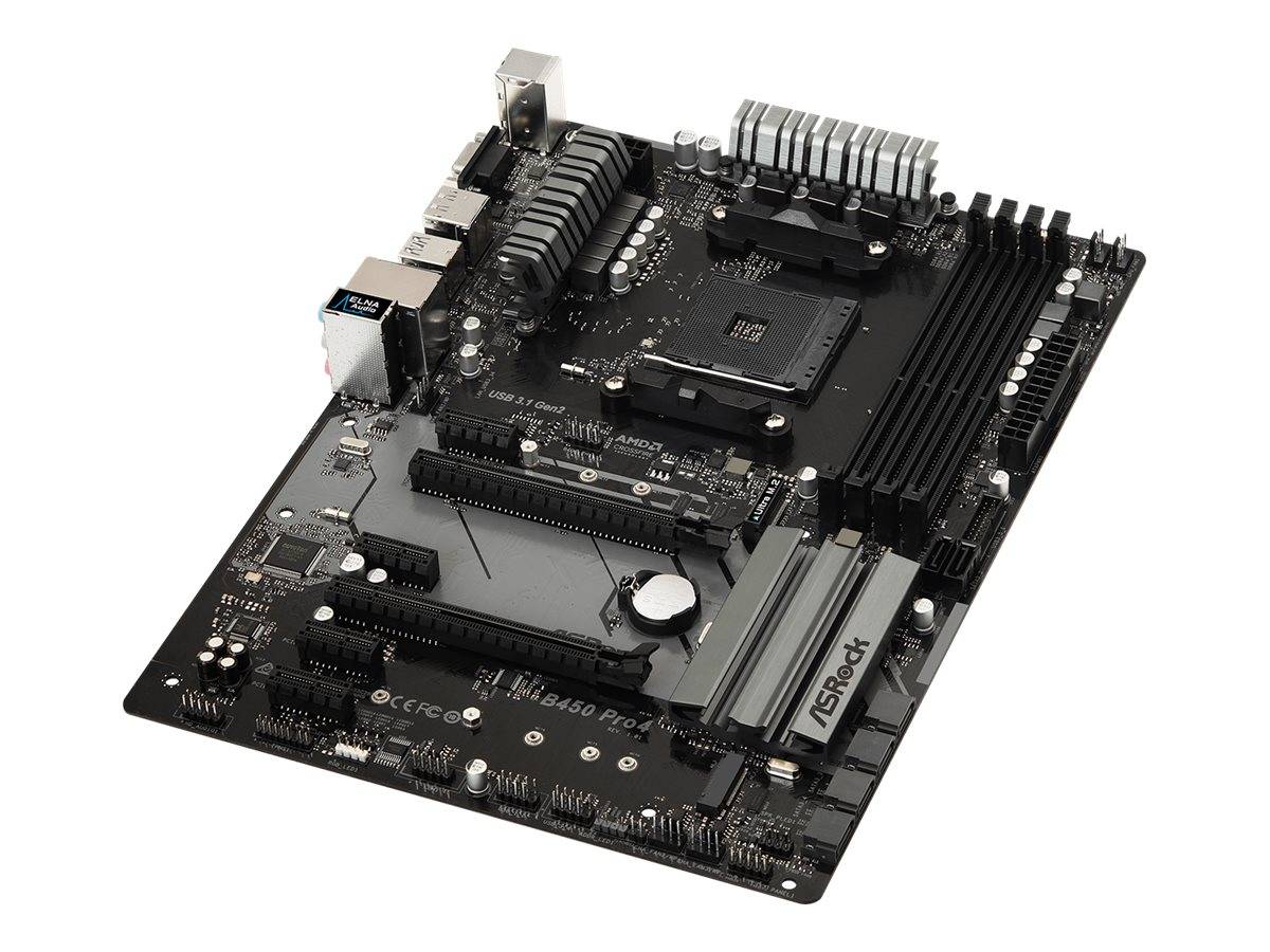 ASRock B450 Pro4 - Motherboard - ATX - Socket AM4 - AMD B450 Chipsatz - USB 3.1 Gen 1, USB-C Gen2, USB 3.1 Gen 2-2