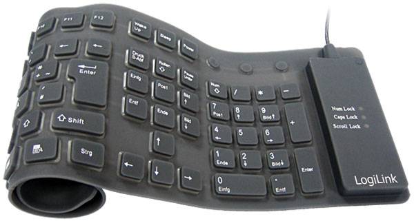 LogiLink Flexible Waterproof - Tastatur - PS/2, USB-3