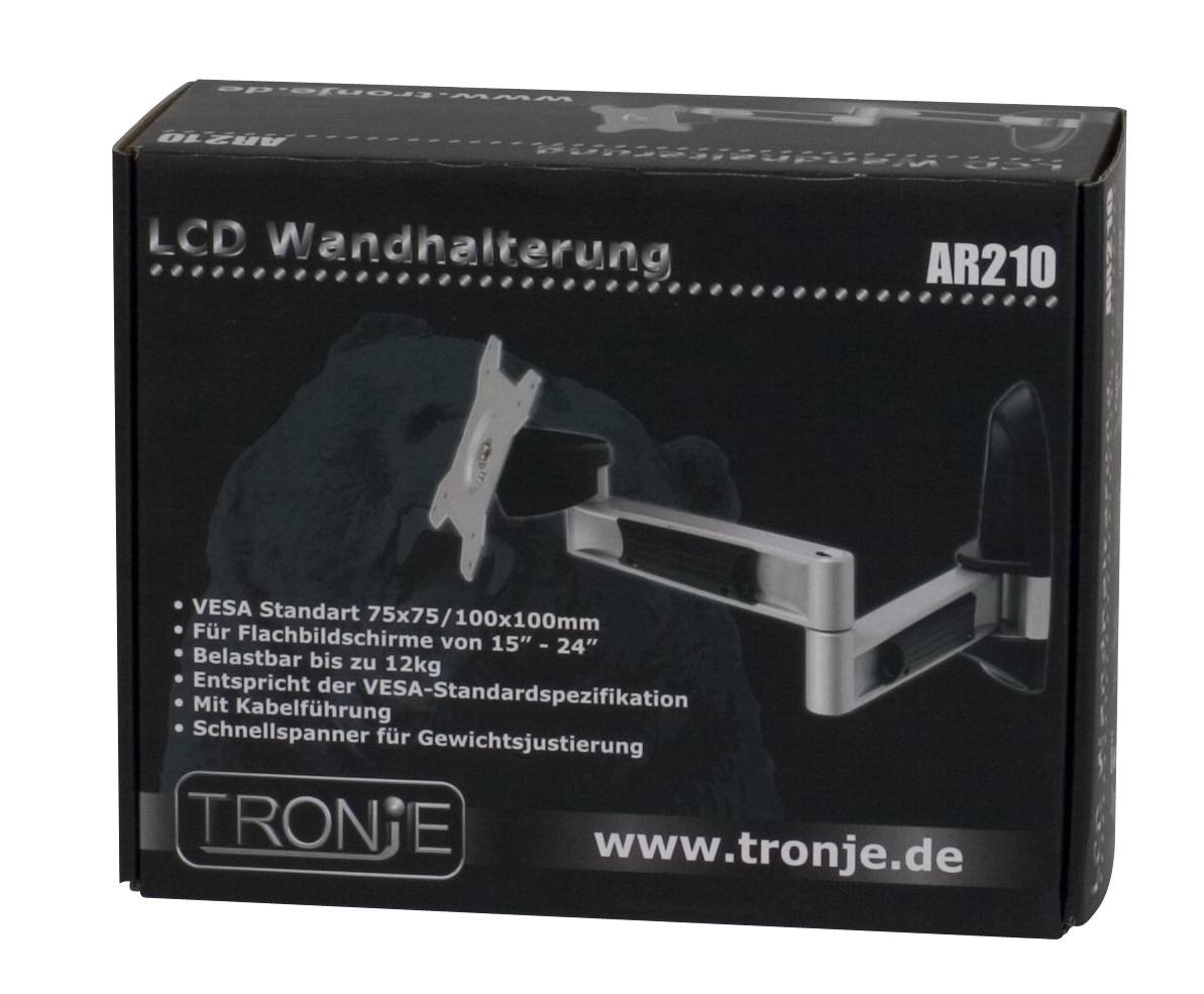 Tronje AR210 - Befestigungskit (Wandmontage, Schwenk-/Neigschiene) - für LCD-Display - Aluminium, Stahl - Bildschirmgröß-2