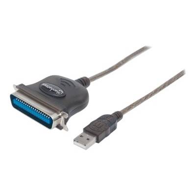 Manhattan USB-A to Parallel Printer Cen36 Converter Cable, 1.8m, Male to Male, Black, 12Mbps, IEEE 1284, bus power, Thre