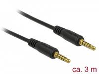 Delock Klinkenkabel 3.5 mm 5 Pin Stecker zu 3 m schwarz Schwarz-3