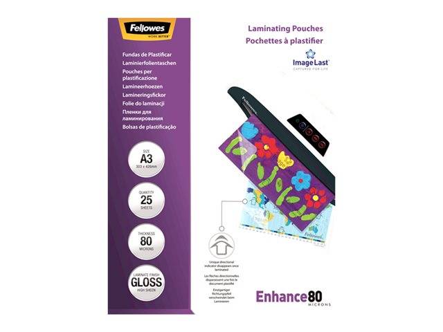 Fellowes Laminating Pouches Enhance 80 micron - A3 (297 x 420 mm)-1