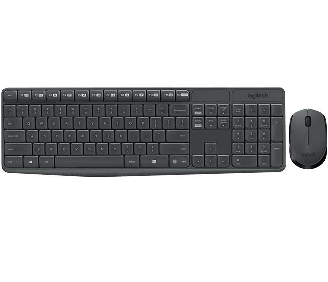 Logitech MK235, Volle Größe (100%), Kabellos, RF Wireless, Grau, Maus enthalten-0