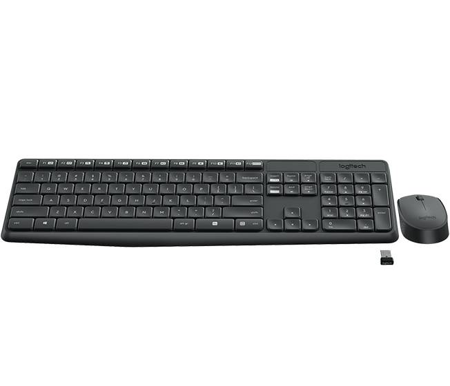 Logitech MK235, Volle Größe (100%), Kabellos, RF Wireless, Grau, Maus enthalten-1