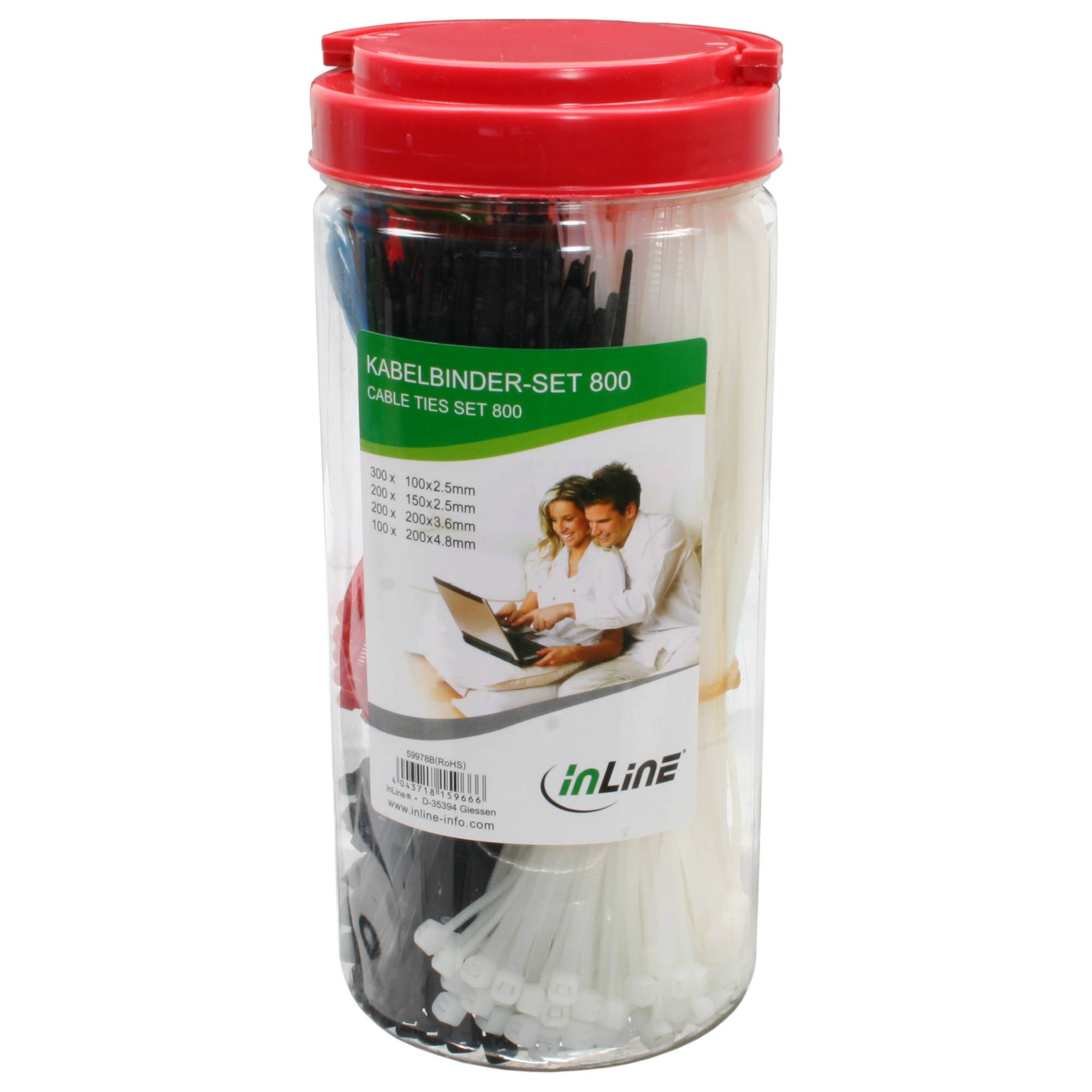 InLine® Kabelbinder-Set, 800 Stück in verschiedenen Farben, inklusive Zange-0