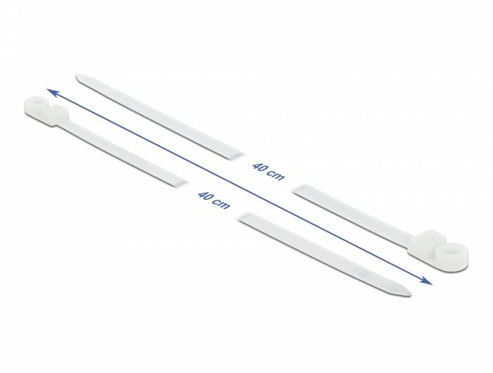 Delock Cable Tie with Fastening Eyelet - Kabelbinder - 40 cm - weiß (Packung mit-4