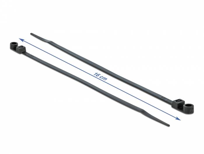 Delock Cable Tie with Fastening Eyelet - Kabelbinder - 16 cm - Schwarz (Packung-4