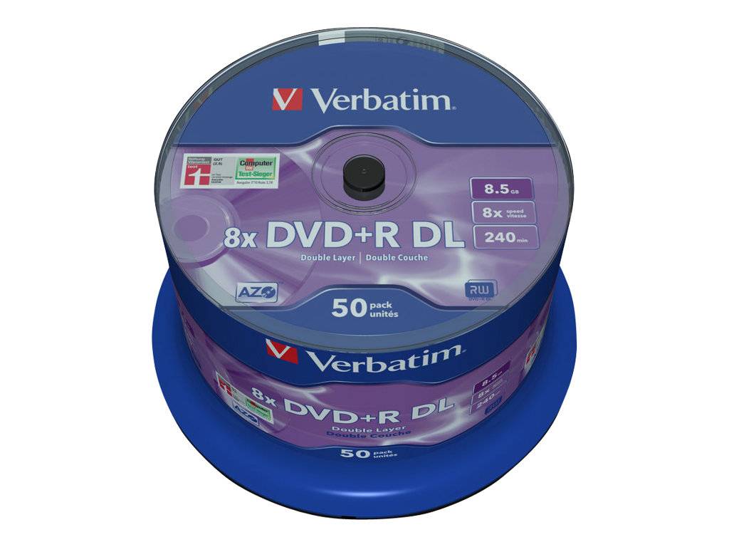 Verbatim 50 x DVD+R DL - 8.5 GB (240 Min.) 8x - mattsilber - Spindel-3