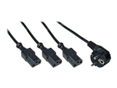 InLine® Netz-Y-Kabel, 1x Schutzkontaktstecker zu 3x Kaltgerätestecker, 1,8m-3