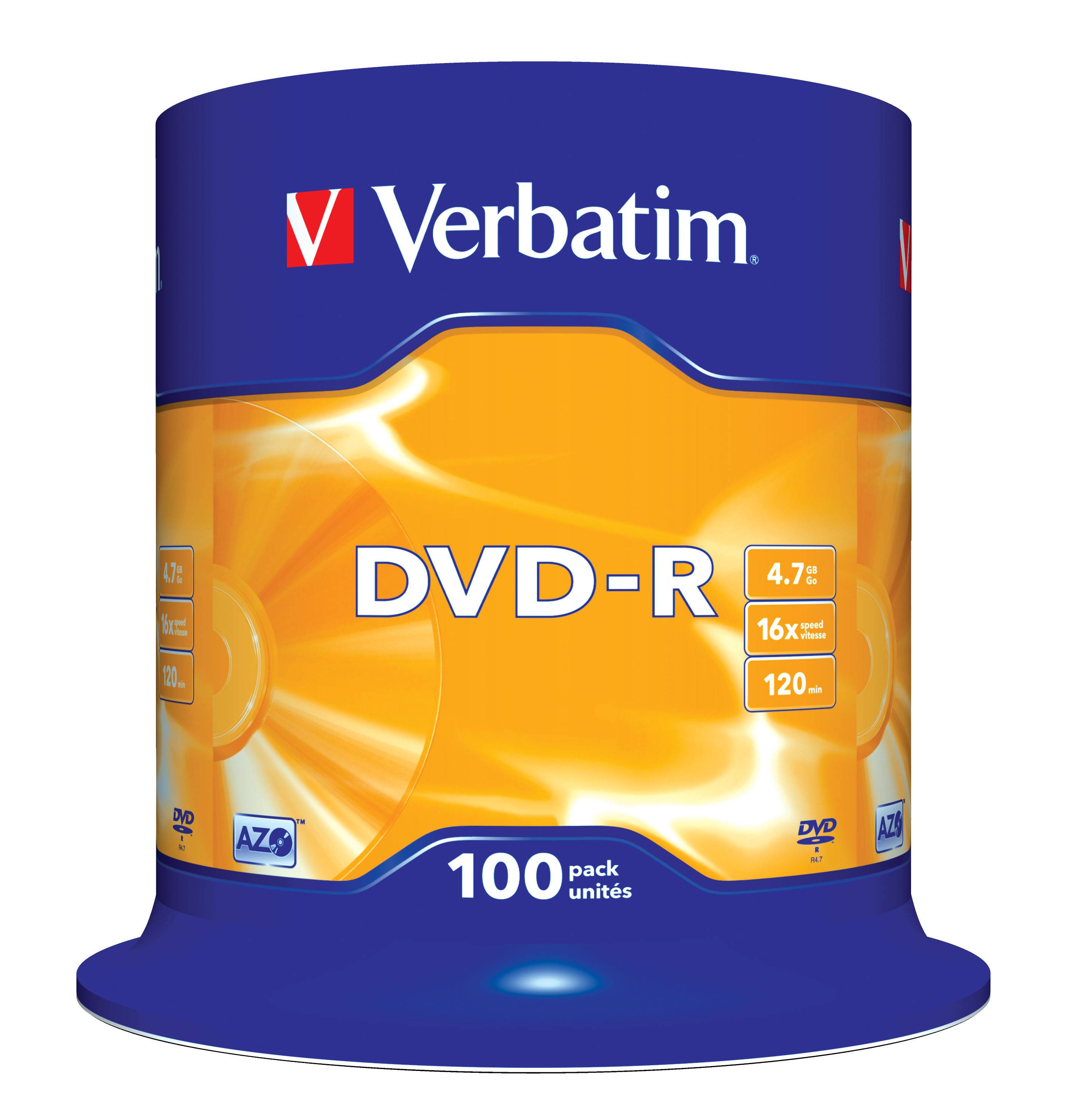 Verbatim 100 x DVD-R - 4.7 GB 16x - mattsilber - Spindel-3