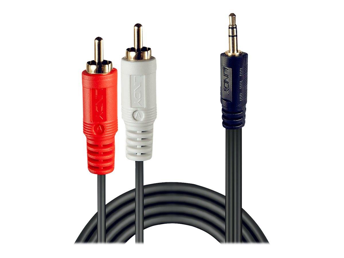 LINDY 35683 Cinch / Klinke Audio Anschlusskabel [2x Cinch-Stecker - 1x Klinkenstecker 3.5 mm] 5.00 m Schwarz-3
