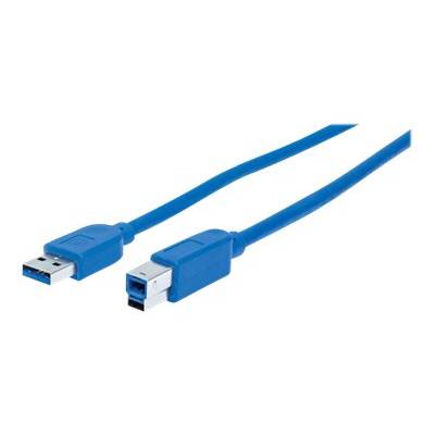 Manhattan USB-A to USB-B Cable, 1m, Male to Male, Blue, 5 Gbps (USB 3.2 Gen1 aka USB 3.0)