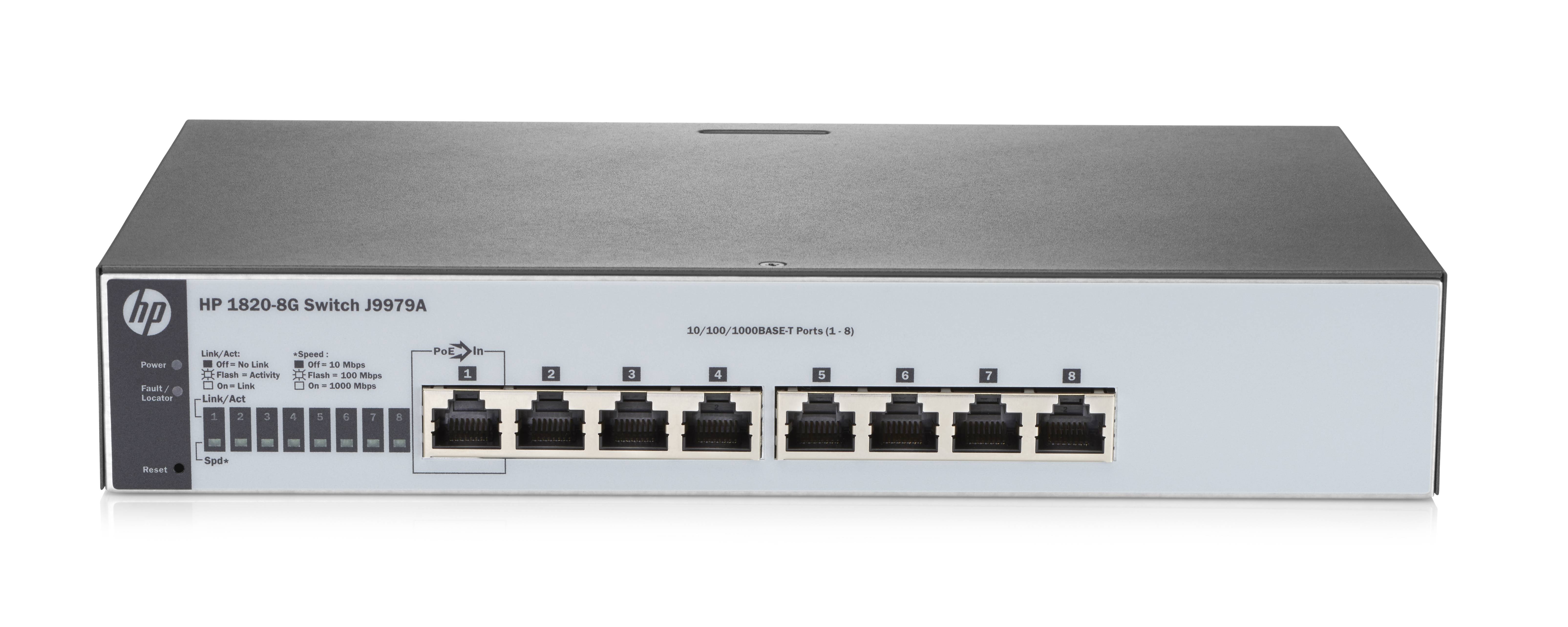 HPE 1820-8G - Switch - managed - 8 x 10/100/1000-2