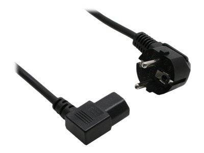 InLine® Netzkabel, Schutzk. gew. / Kaltgerätest. C13 links abgew., 0,5m-2