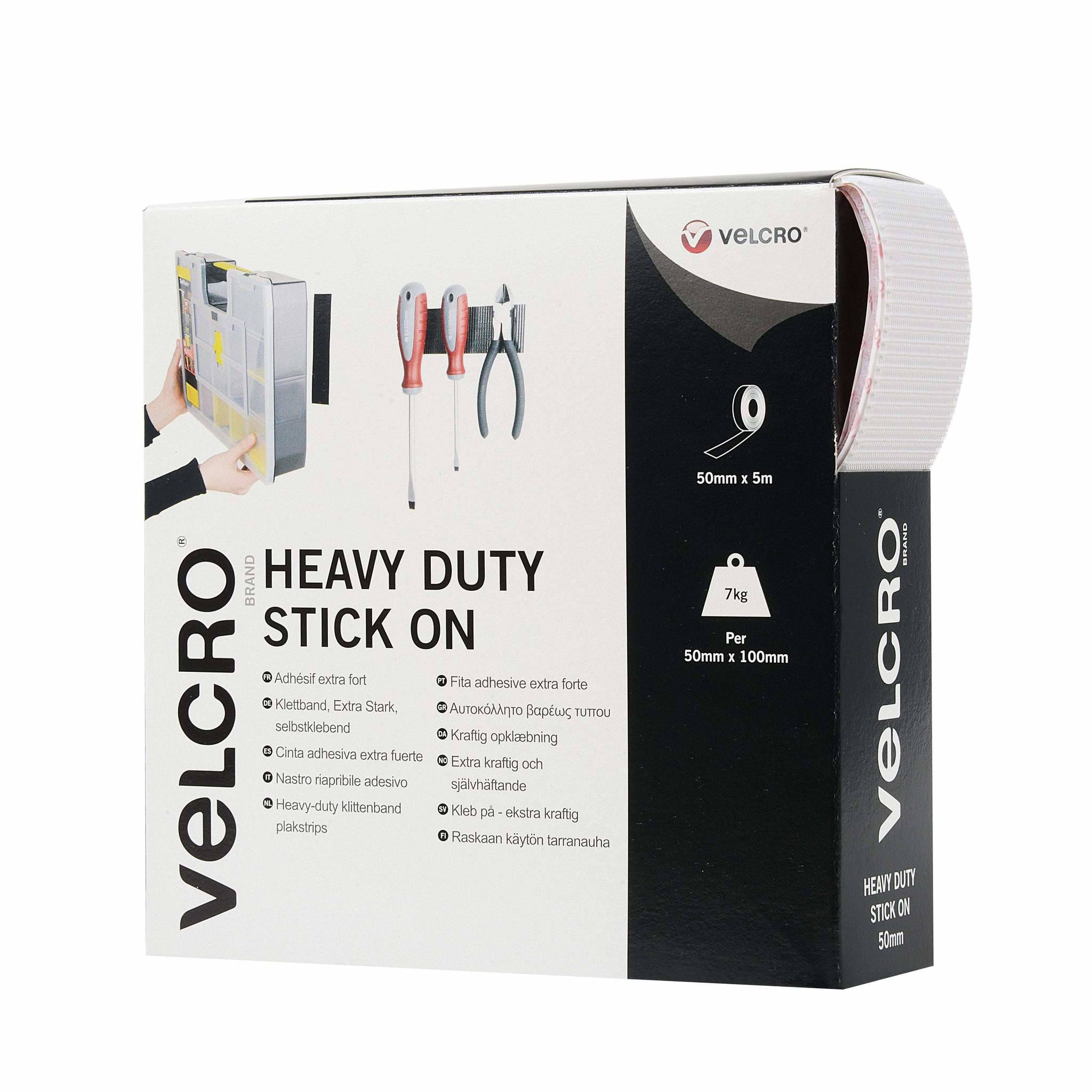VELCRO® Klettband Extra Stark Selbstklebend, Haken & Flausch 50mm x 5m Weiß-1