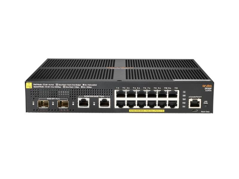 HPE Aruba 2930F 12G PoE+ 2G/2SFP+ - Switch - L3 - managed - 12 x 10/100/1000 (PoE+)-1