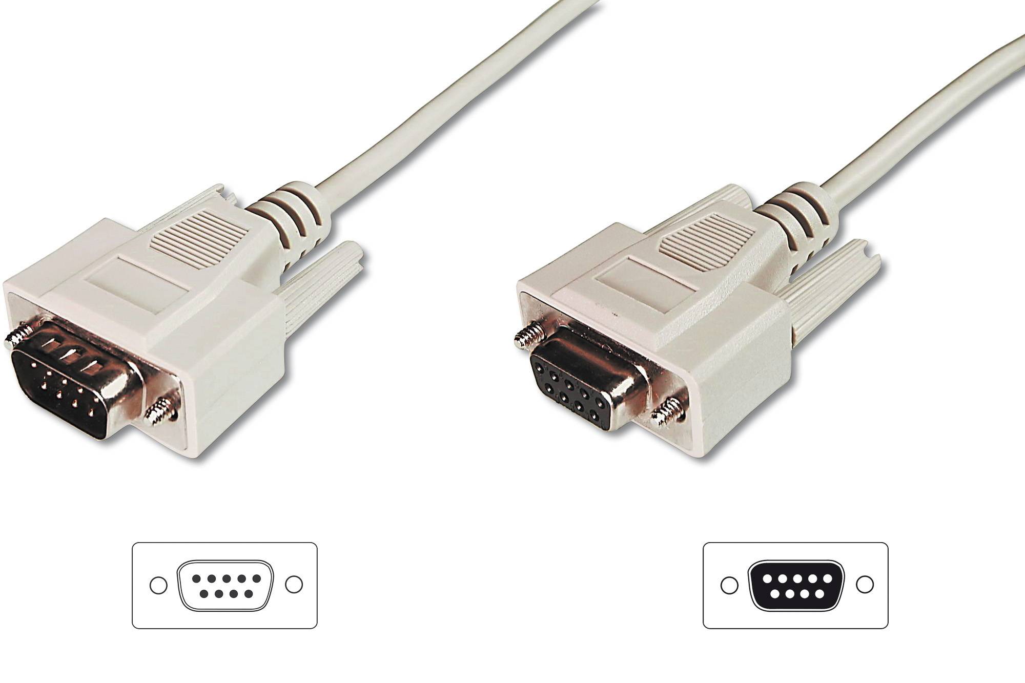 DIGITUS - Datatransfer Verlängerungskabel, D-Sub9/St - D-Sub9/Bu-0