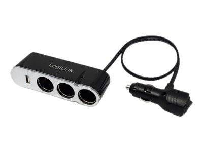 LogiLink 3-Port Car Charger Splitter with USB Port - Stromversorgungssplitter - 4 Ausgabeanschlussstellen (USB, Zigarett-0