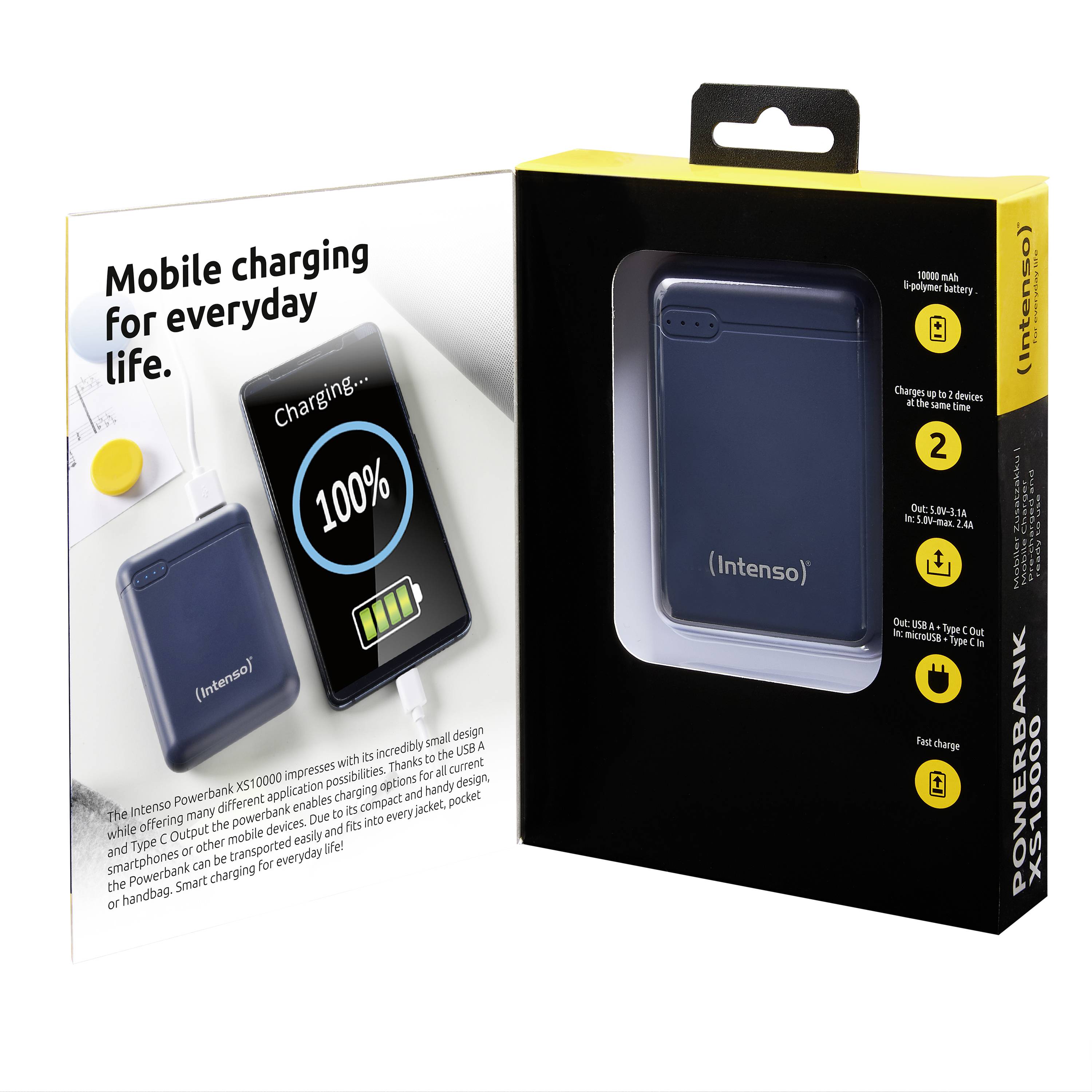 Intenso XS10000 - Powerbank - 10000 mAh - 3.1 A - 2 Ausgabeanschlussstellen (USB, 24 pin USB-C)-2