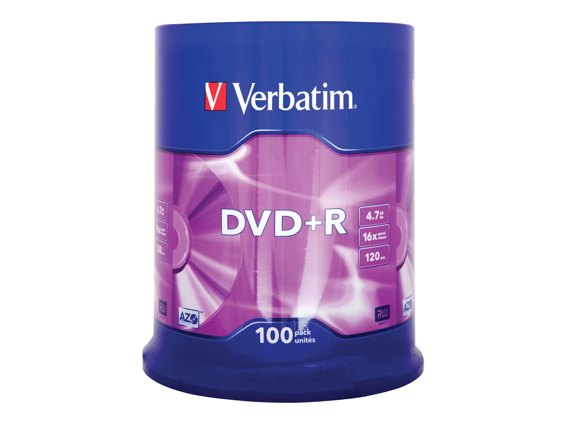 Verbatim - 100 x DVD+R - 4.7 GB 16x - mattsilber-0