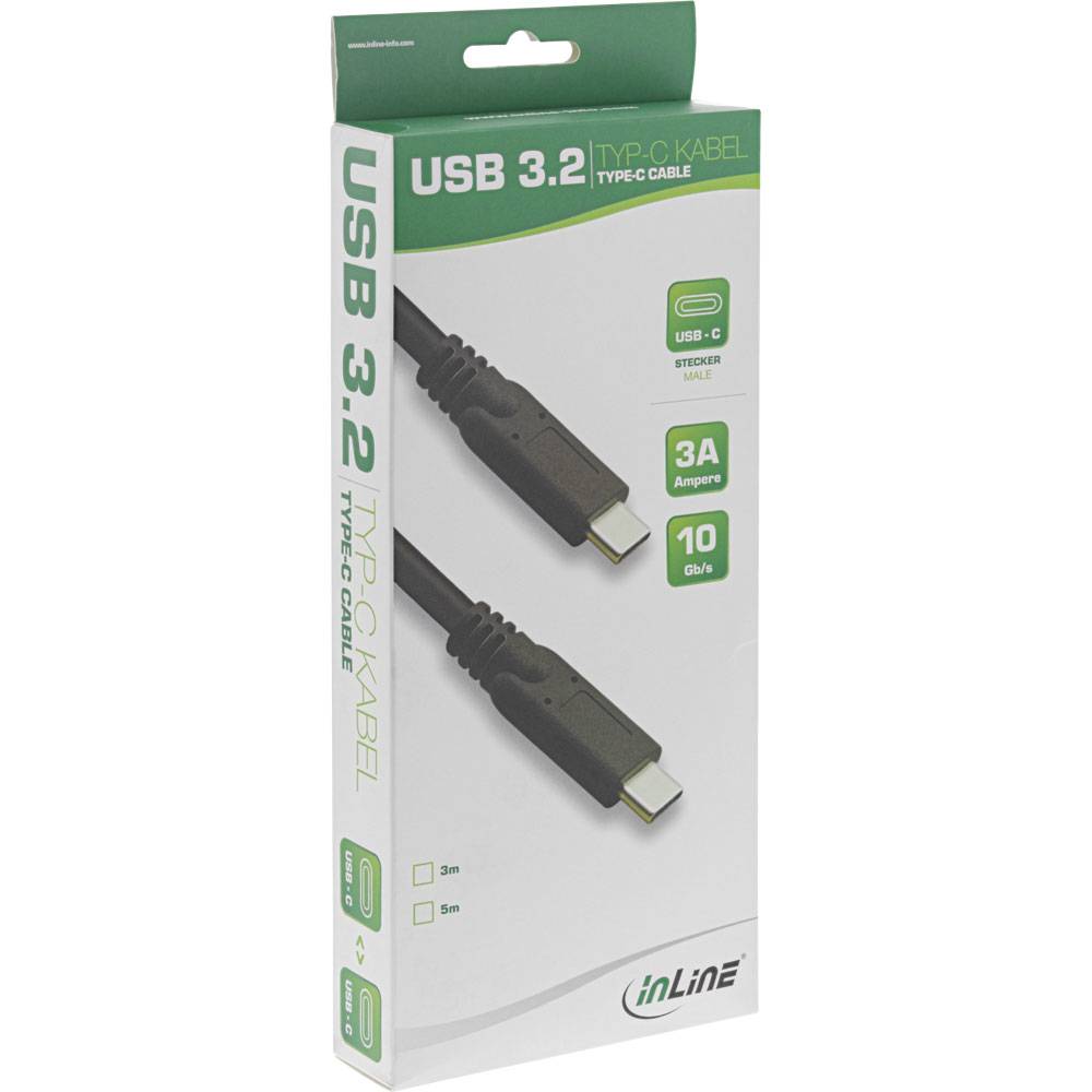 InLine® USB 3.2 Gen.1x2 Kabel, USB-C Stecker/Stecker, schwarz, 5m-4