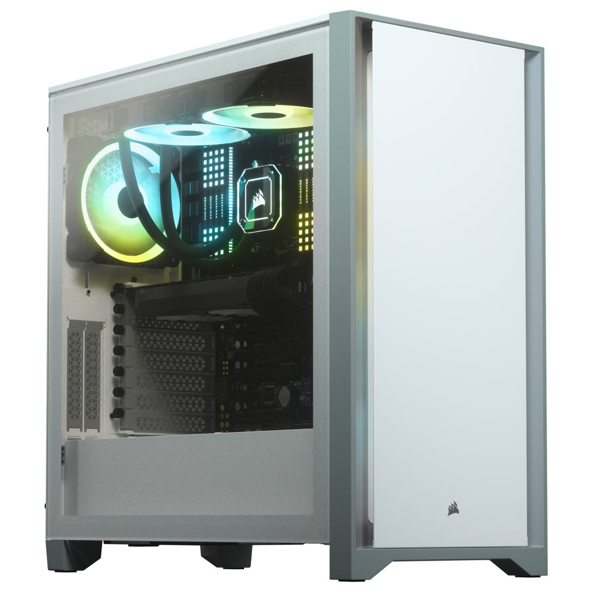 Geh CORSAIR Midi 4000D (Tempered Glass) White-1