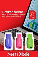SanDisk Cruzer Blade - USB-Flash-Laufwerk - 32 GB - USB 2.0 - Blau, grün, pink (Packung mit 3)-3