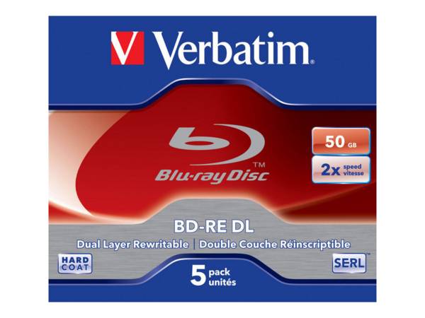 Verbatim 5 x BD-RE DL - 50 GB 2x - Jewel Case (Schachtel) - Blue Ray Disc (BD-R)