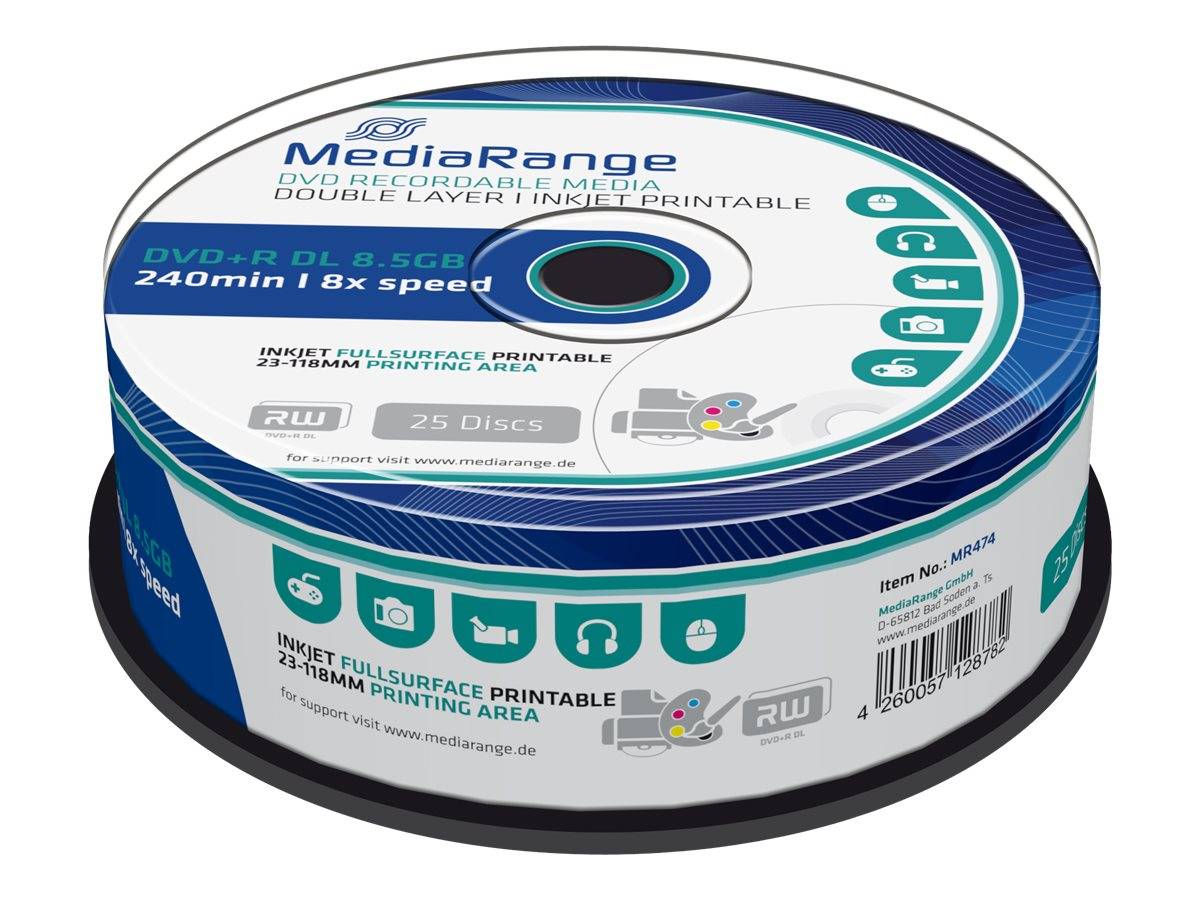 MediaRange - 25 x DVD+R DL - 8.5 GB (240 Min.) 8x-3
