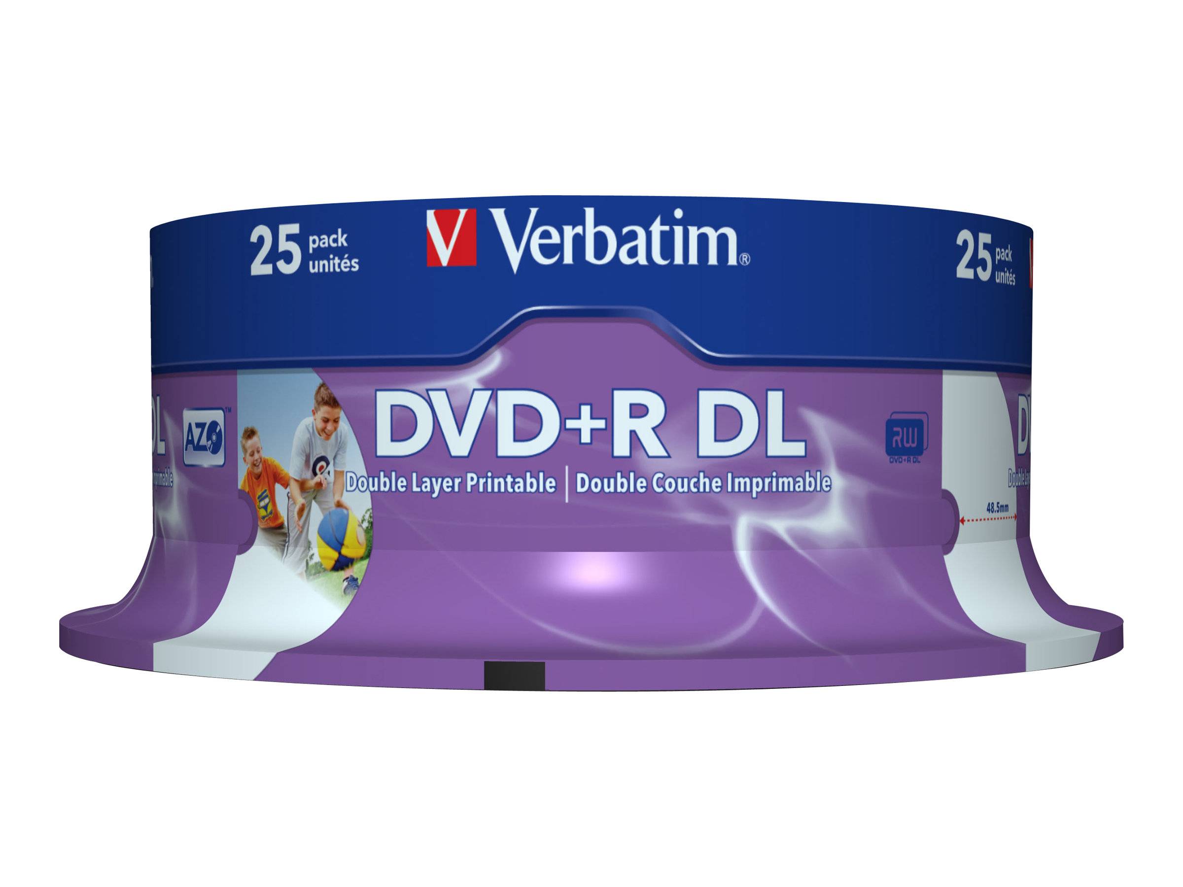 Verbatim 25 x DVD+R DL - 8.5 GB 8x - breite bedruckbare Oberfläche - Spindel-2