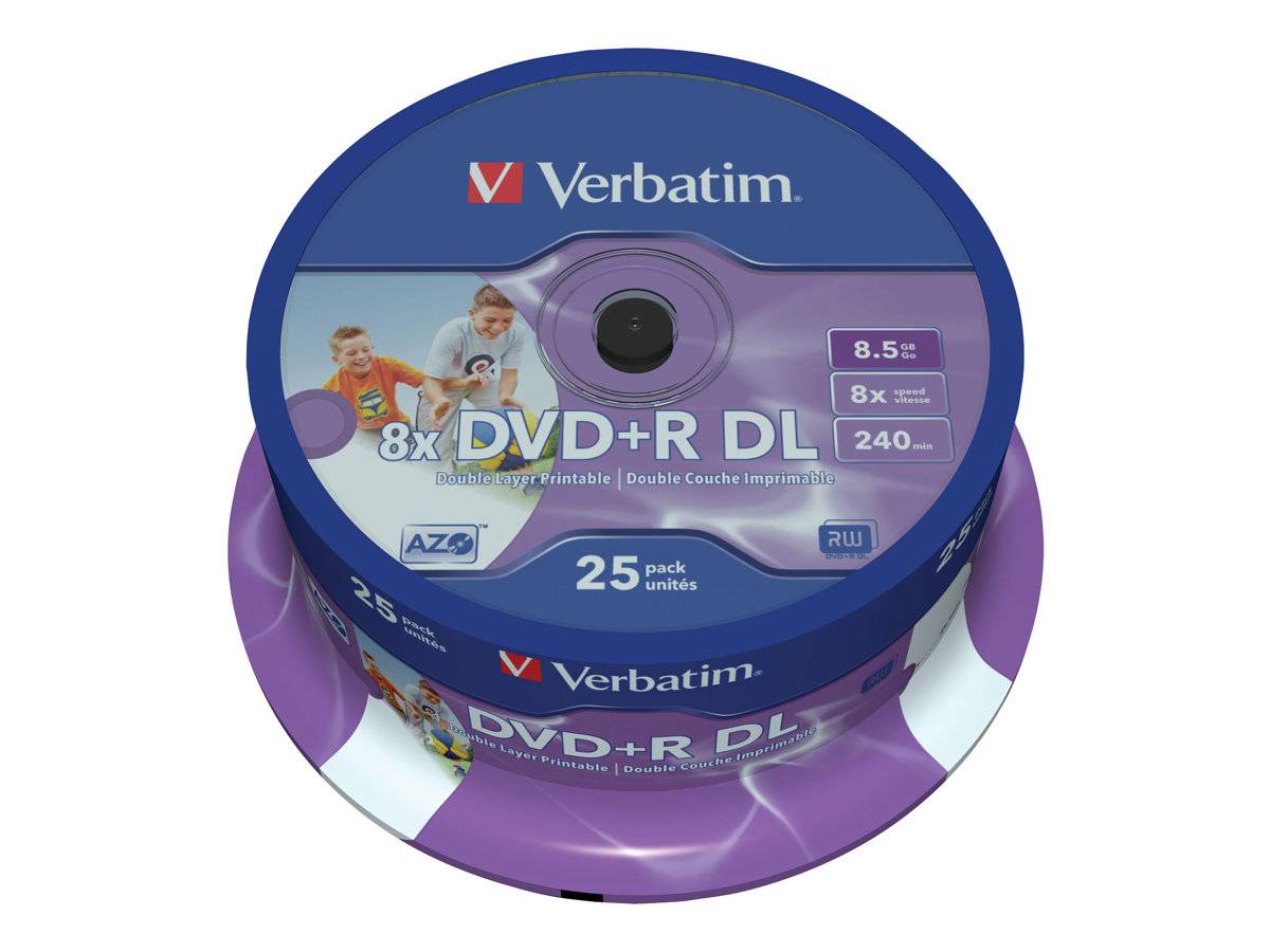 Verbatim 25 x DVD+R DL - 8.5 GB 8x - breite bedruckbare Oberfläche - Spindel-4