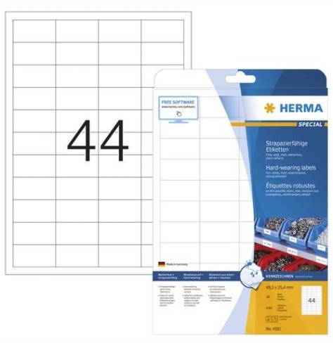 HERMA 4581, Weiß, Selbstklebendes Druckeretikett, A4, Rechteck, 440 Stück(e), 10 Stück(e)-0
