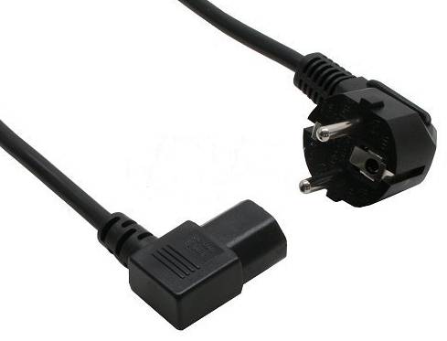 InLine® Netzkabel, Schutzk. gew. / Kaltgerätest. C13 links abgew., 0,5m-3