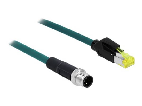 DELOCK Netzwerkkabel M12 4 Pin D-kodiert zu RJ45 Hirose Stecker TPU 3 m