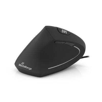 MediaRange MROS231, Linkshändig, Vertikale Ausführung, Optisch, USB Typ-A, 2400 DPI, Schwarz-2